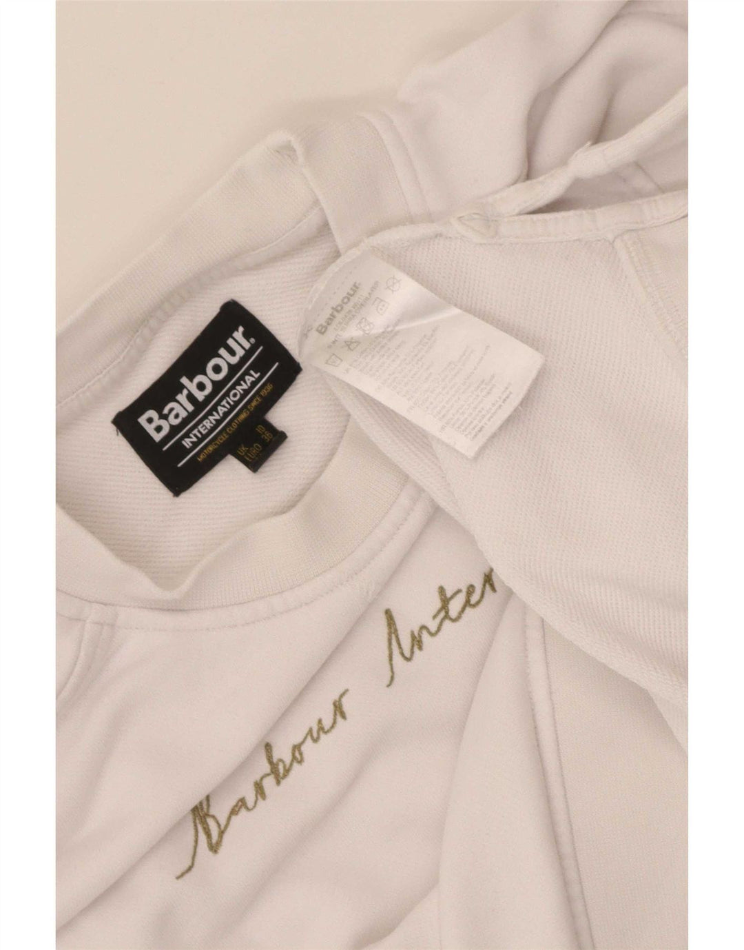 Barbour Mujer Gráfico Sudadera De Gran Tamaño Jersey Reino Unido 10 Pequeño Algodón Blanco