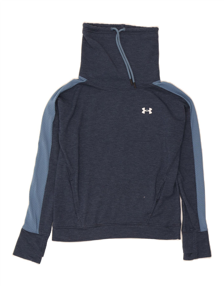 UNDER ARMOUR Womens Oversized Sweatshirt Jumper UK 6 XS Navy Blue Vintage Under Armour and Second-Hand Under Armour from Messina Hembry 