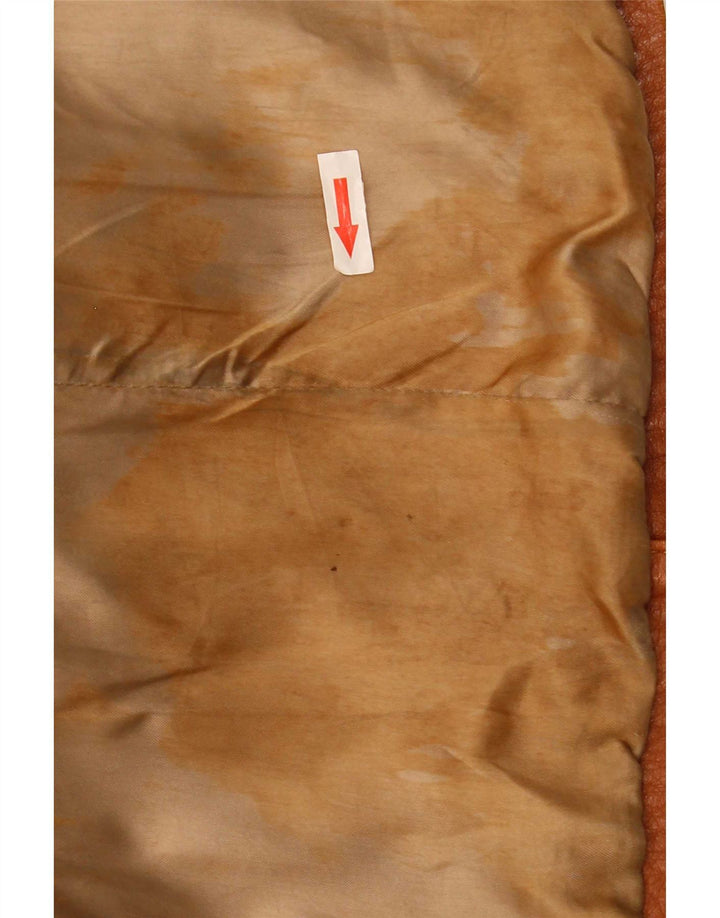 Abrigo de cuero vintage para mujer IT 52 2XL Marrón