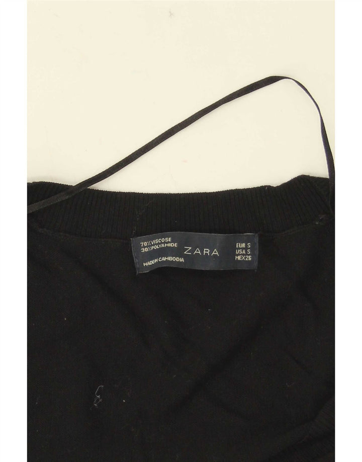 Zara Mujer Chaleco Tank Top UK 10 Small Negro