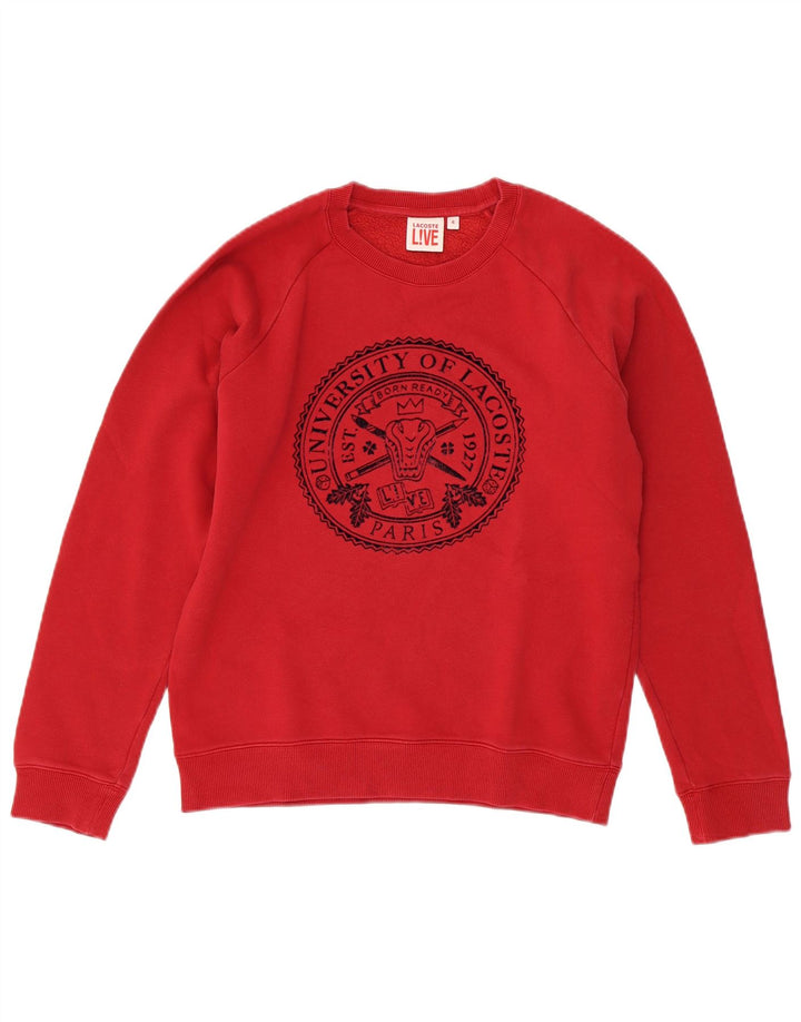 Lacoste Sudadera gráfica para hombre talla 4 mediana algodón rojo