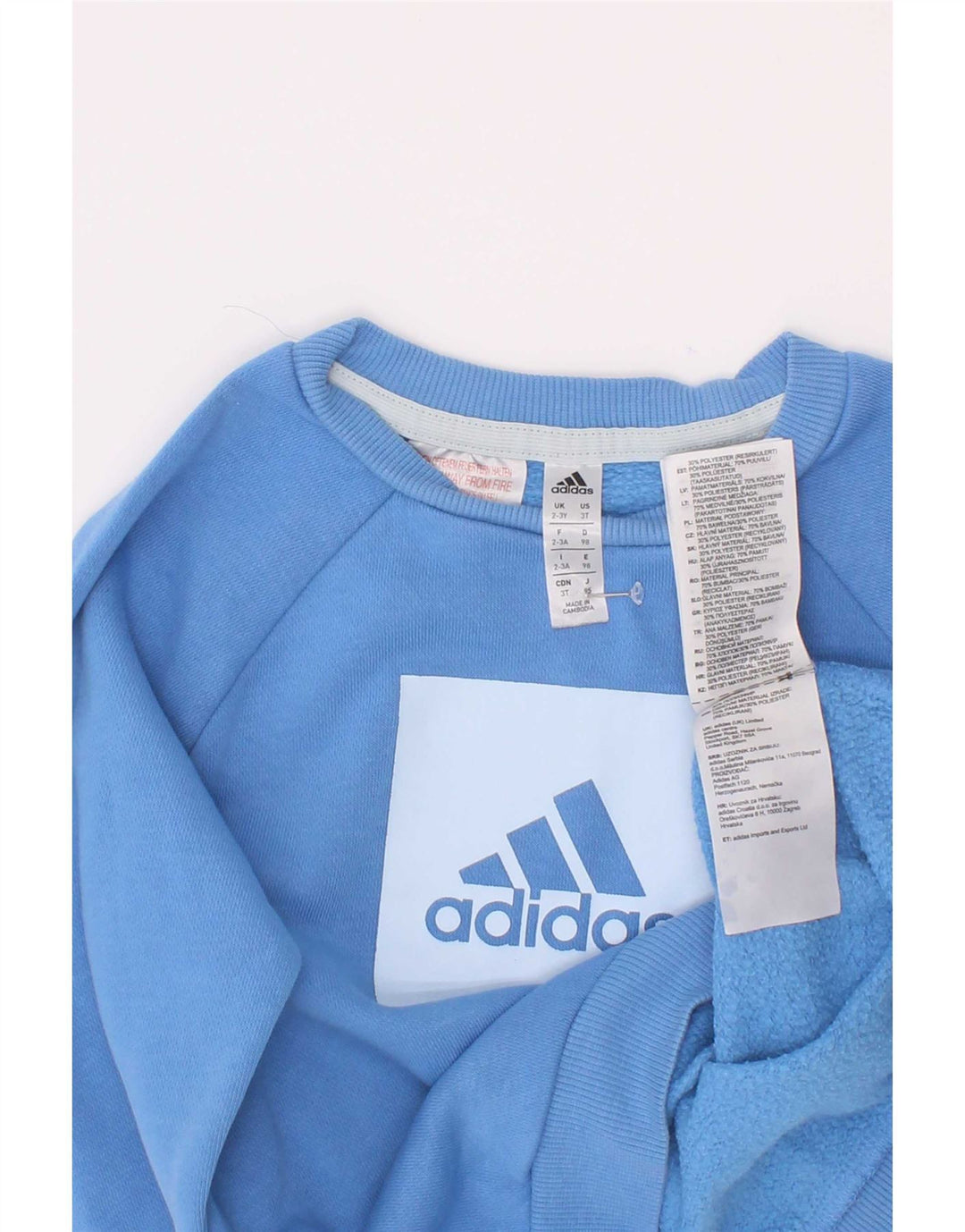 Adidas Boys Graphic Sudadera Jumper 2-3 años Azul Algodón