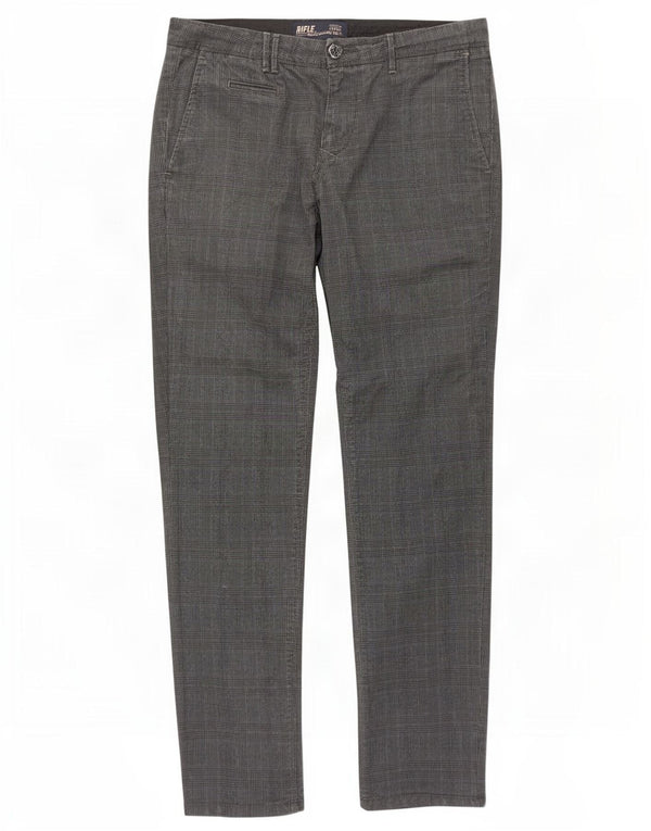 Pantalones chinos ajustados para hombre Rifle W30 L32 Algodón de pata de gallo gris