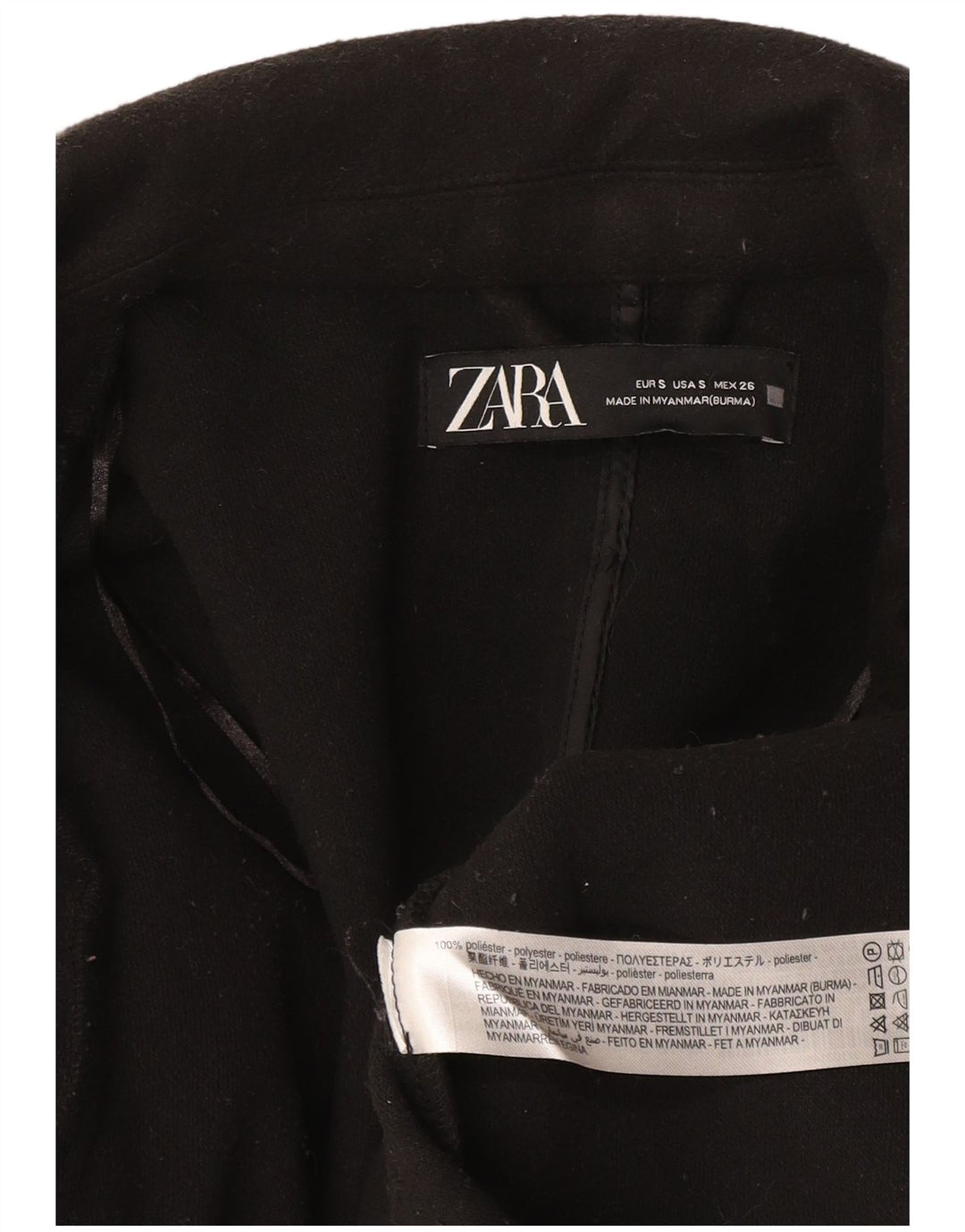 Zara Chaqueta Blazer Extragrande Abierta para Mujer UK 10 Small Poliéster Negro