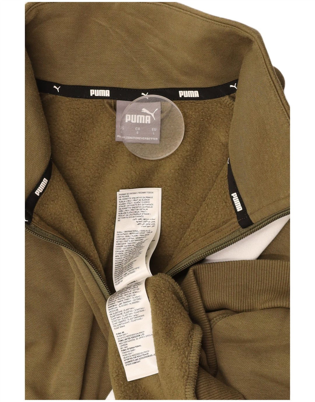 PUMA Chaqueta de chándal para hombre, talla grande, color caqui, algodón