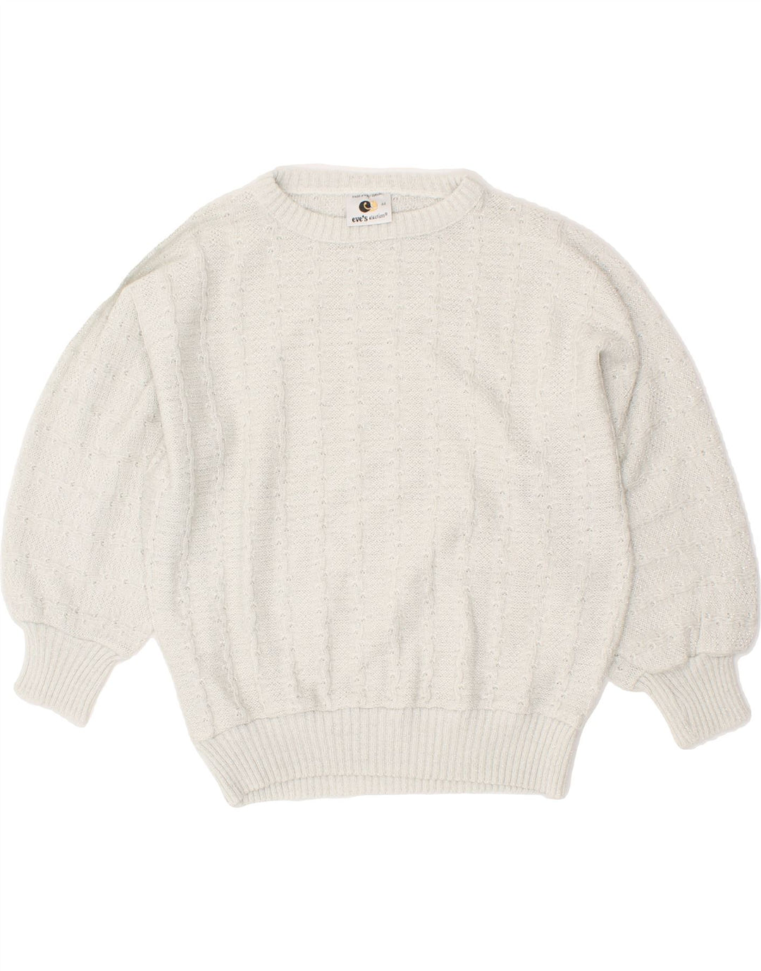 EVE'S ELECTION Womens Crew Neck Jumper Sweater IT 44 Medium Grey Acrylic Vintage Eve's Election and Second-Hand Eve's Election from Messina Hembry 