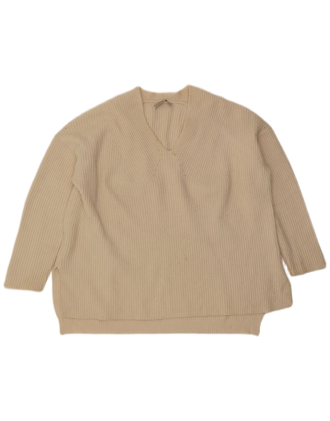 All Saints Suéter tipo jersey de gran tamaño con cuello en V para mujer UK 14 Medium Off White