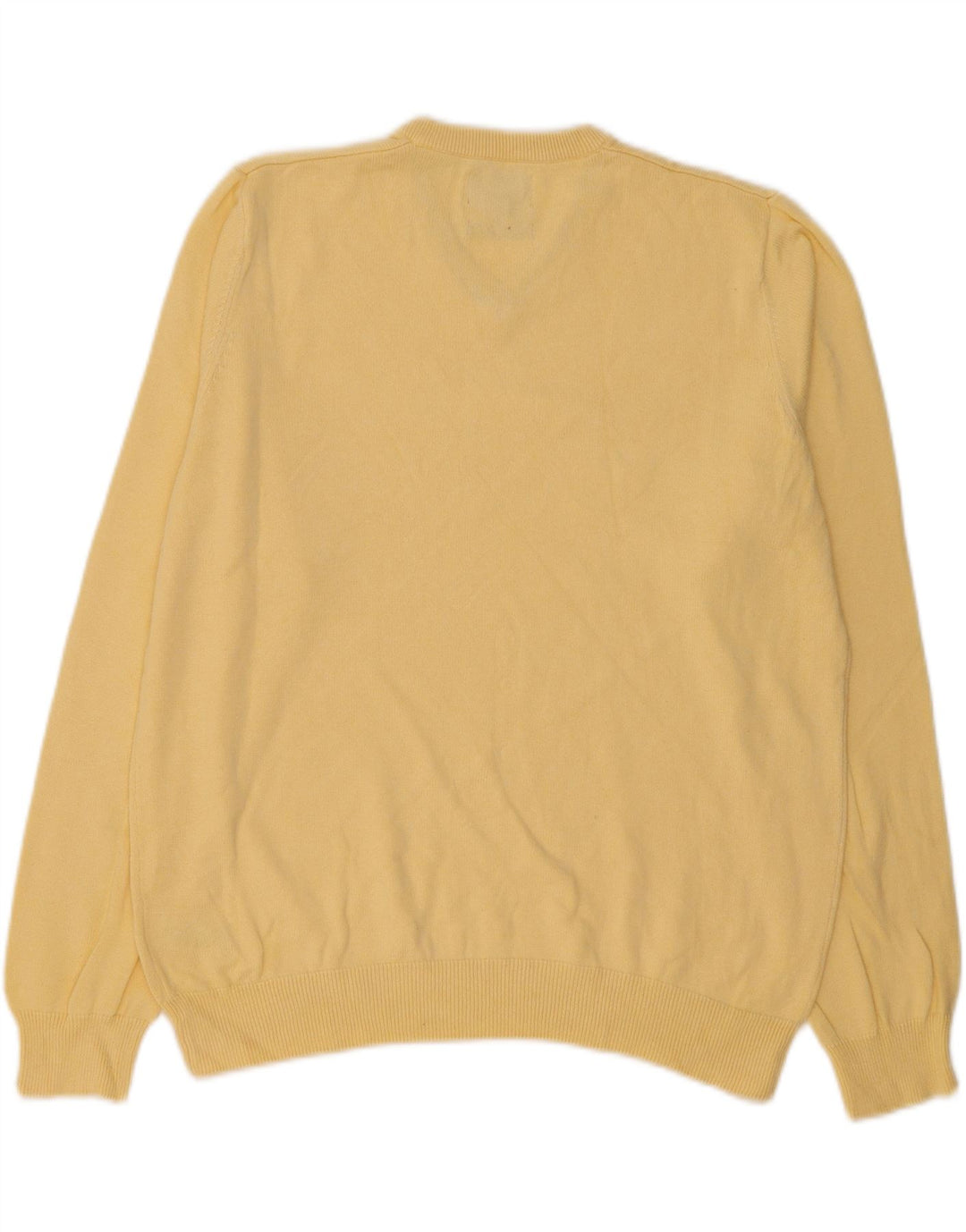 Marks & Spencer Jersey con cuello en V para hombre, talla grande, algodón amarillo