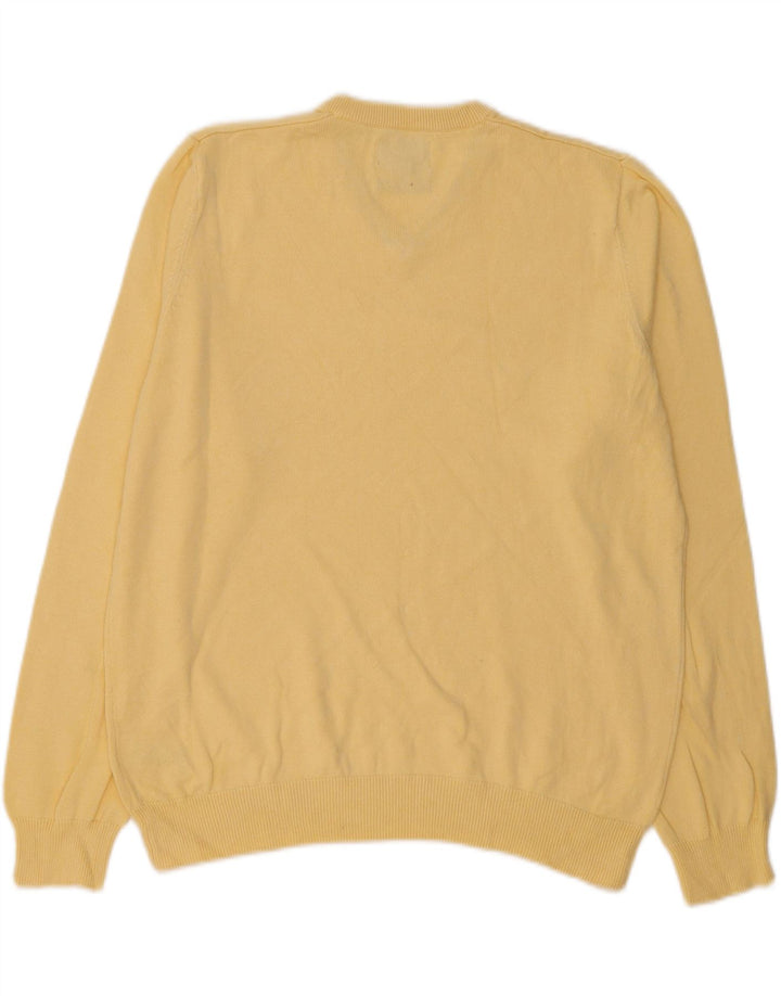 Marks & Spencer Jersey con cuello en V para hombre, talla grande, algodón amarillo