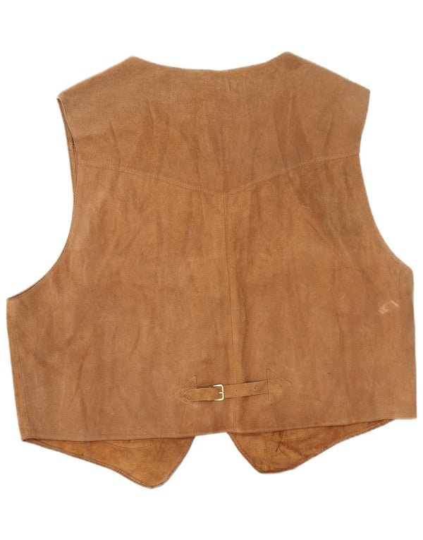 Chaleco vintage de ante para hombre XL Beige