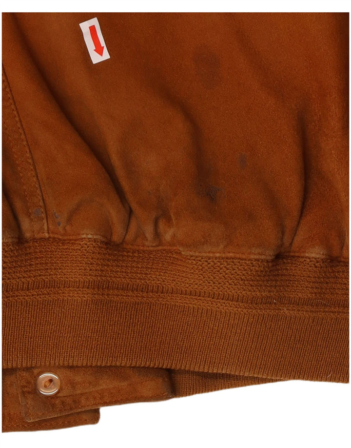 VINTAGE Chaqueta bomber de ante para hombre Reino Unido 42 XL Cuero marrón