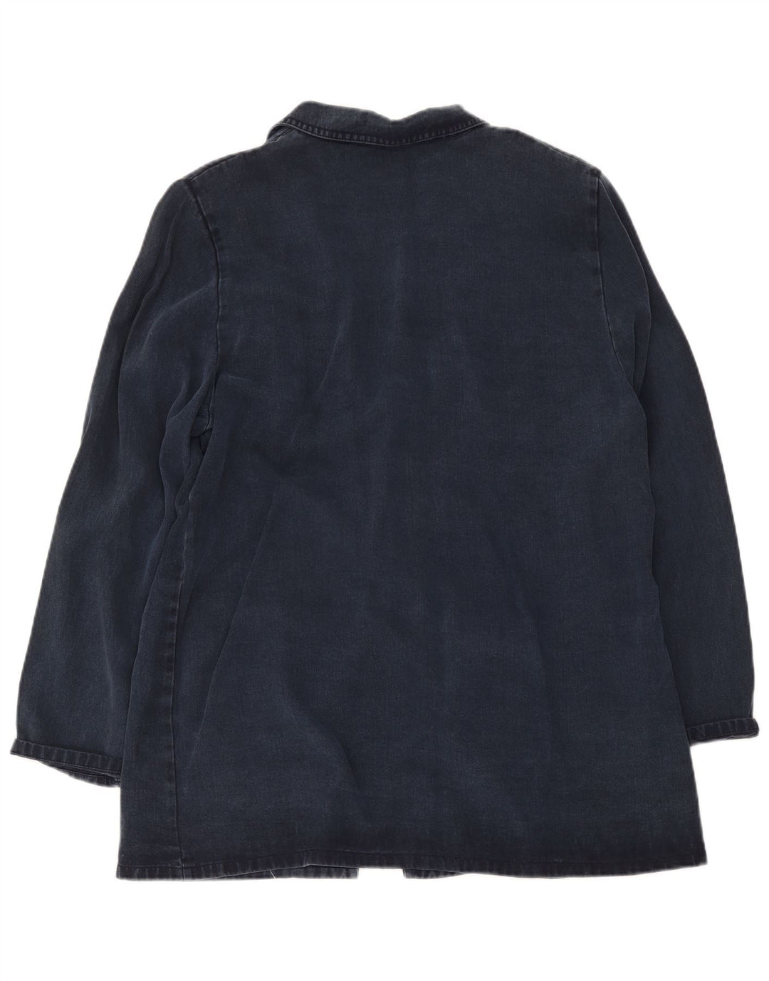 Vintage mujer 2 botones longline Blazer chaqueta Reino Unido 20 2XL azul marino Lyocell