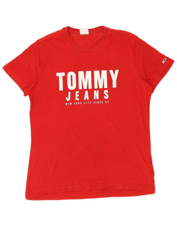 Tommy Hilfiger Camiseta gráfica para mujer Top UK 12 Algodón rojo mediano
