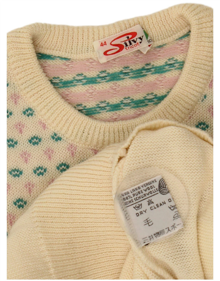 Silvy Jersey De Cuello Redondo Para Mujer IT 44 Lana Fair Isle Beige Medio