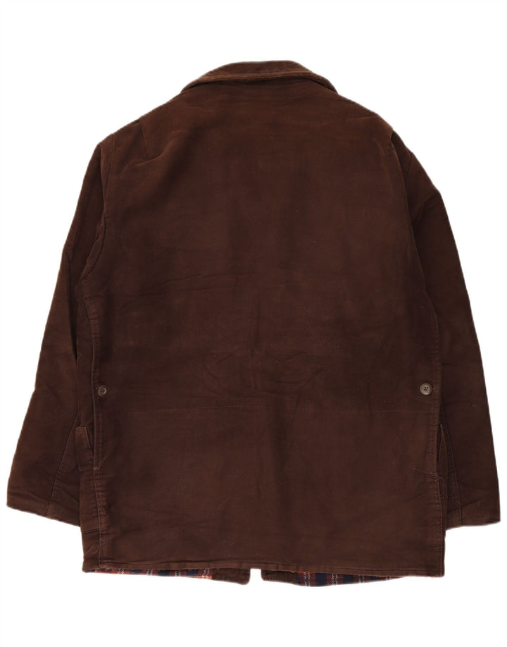 Vintage hombres chaqueta cortavientos IT 54 2XL marrón colorblock algodón