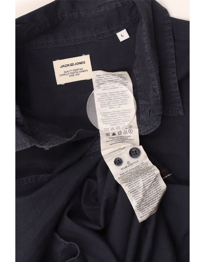 Camisa Jack & Jones Hombre Grande Azul Marino Algodón