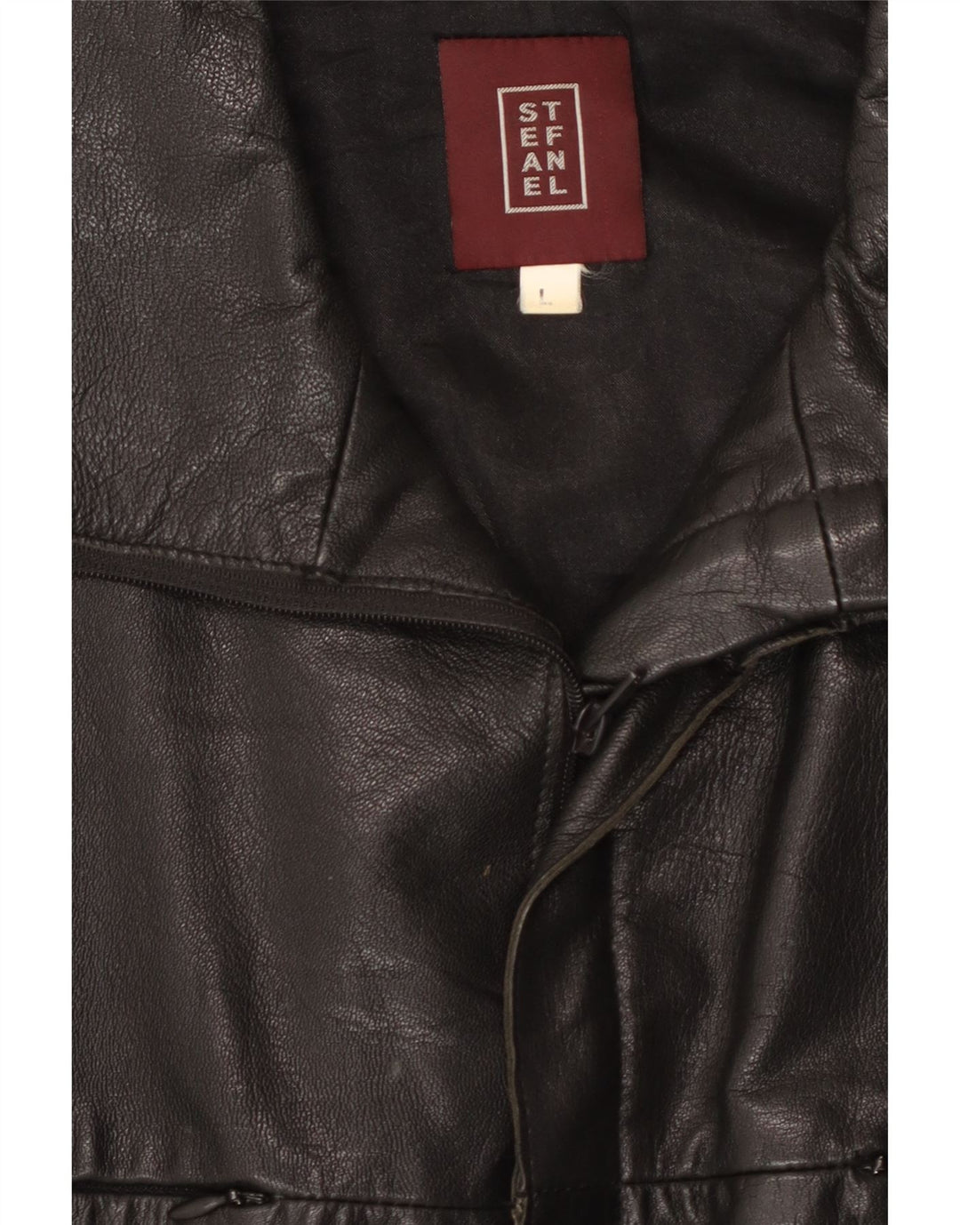 STEFANEL Chaqueta de cuero para hombre UK 40 Large Cuero negro