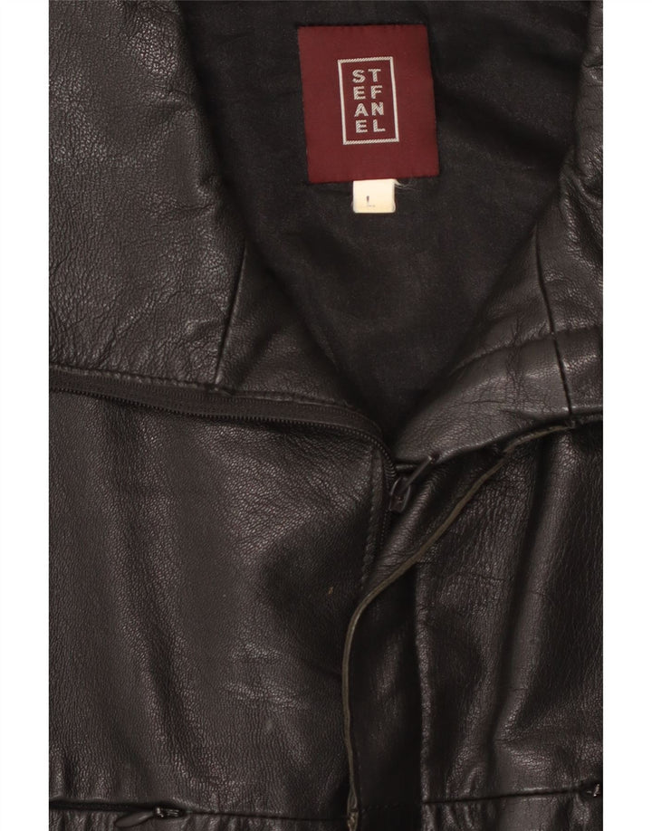 STEFANEL Chaqueta de cuero para hombre UK 40 Large Cuero negro