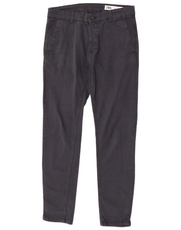 Zara Mens Slim Chino Pantalones EU 40 Medium W31 L29 Azul Marino Algodón