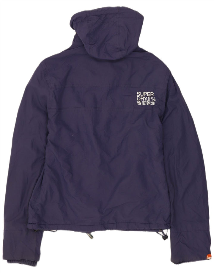 SUPERDRY Chaqueta cortavientos con capucha para mujer UK 40 Medium Azul marino Nylon