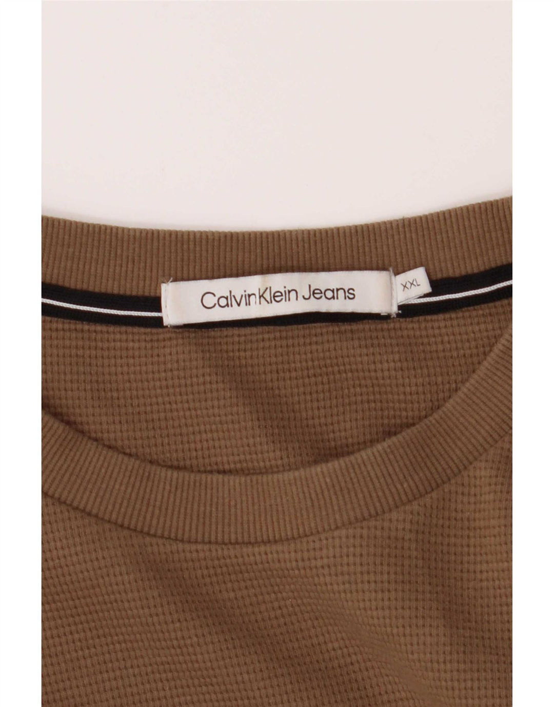 Calvin Klein Mens Top Manga Larga 2XL Algodón Marrón