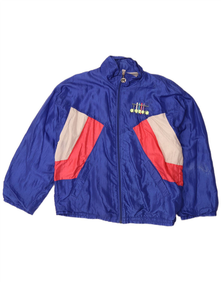 Diadora Chaqueta de chándal para hombre con diseño en bloques de color azul grande