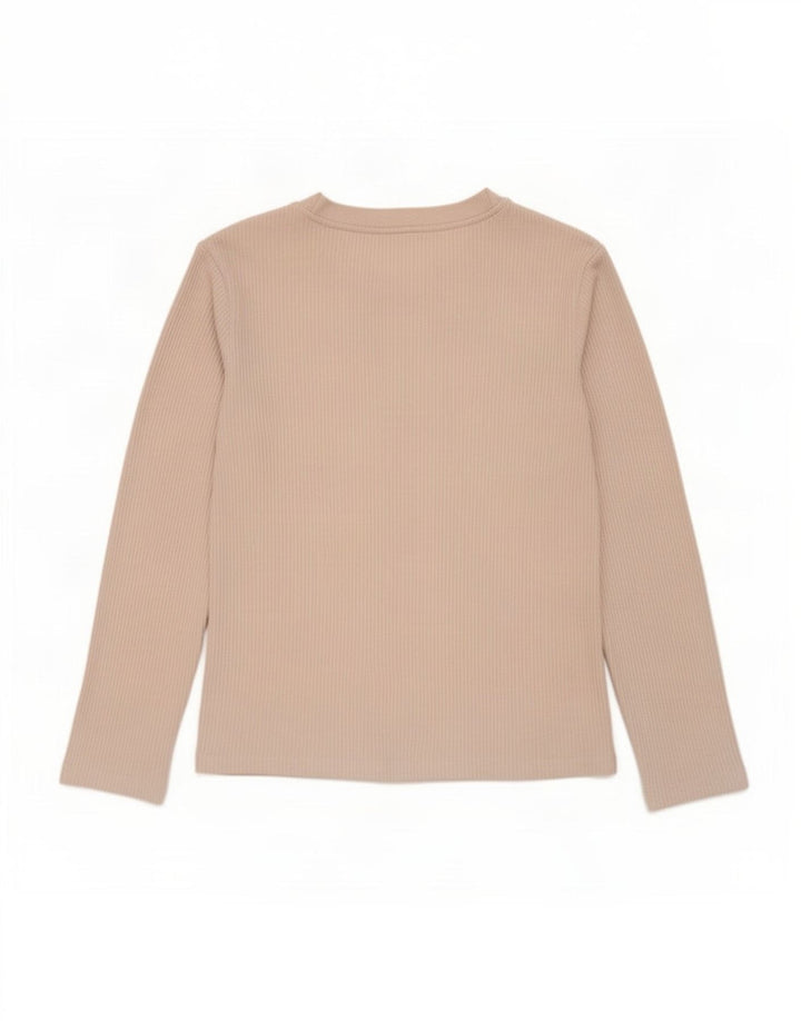 Zara Mujer Top Manga Larga ES 44 Poliéster Beige Medio