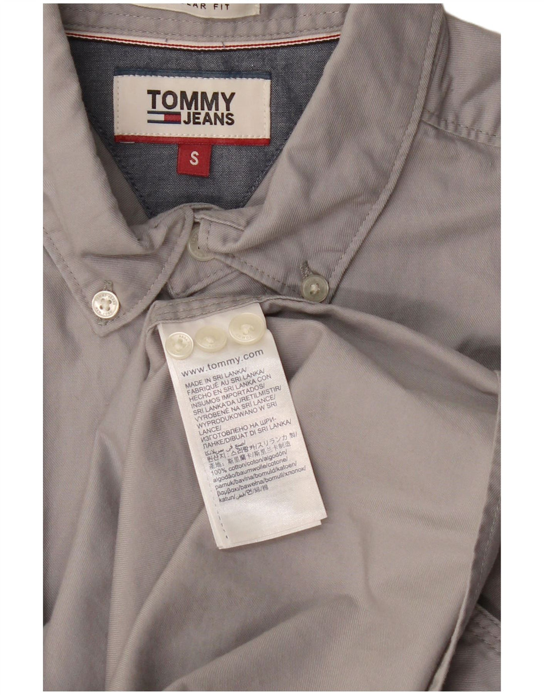 TOMMY HILFIGER Camisa Regular Fit para Hombre Algodón Gris Pequeño
