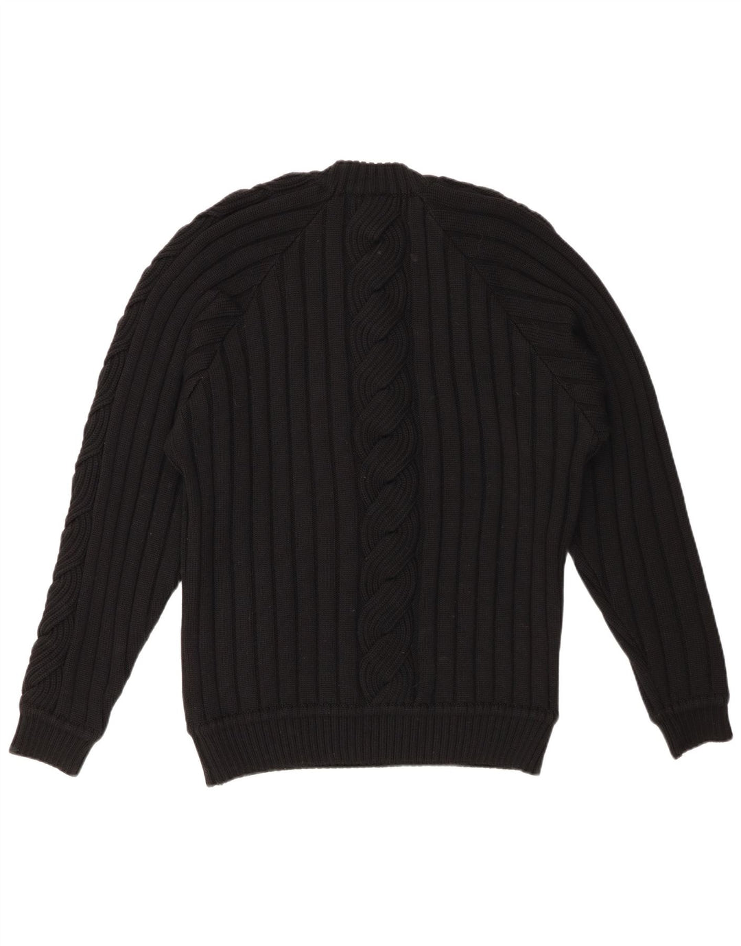 VINTAGE Suéter de cuello redondo para mujer Reino Unido 20 2XL Negro