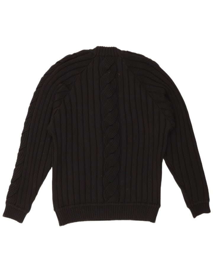 VINTAGE Suéter de cuello redondo para mujer Reino Unido 20 2XL Negro