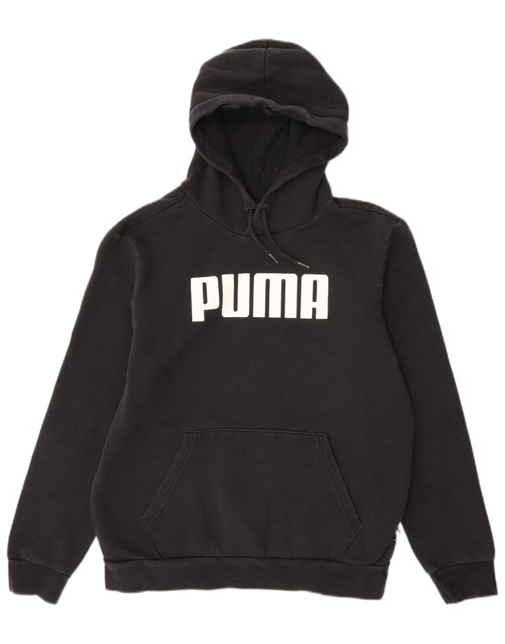 PUMA Jersey con capucha gráfica para hombre pequeño de algodón negro