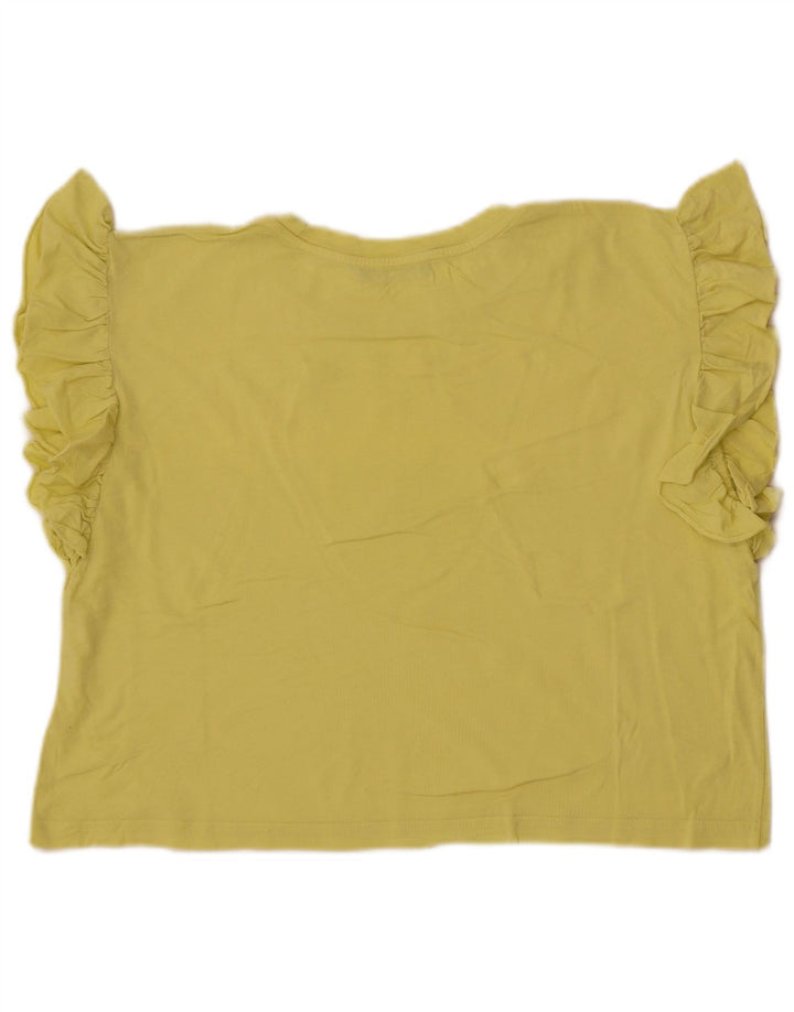 Zara Mujer Crop Camiseta Top UK 44 Medio Amarillo