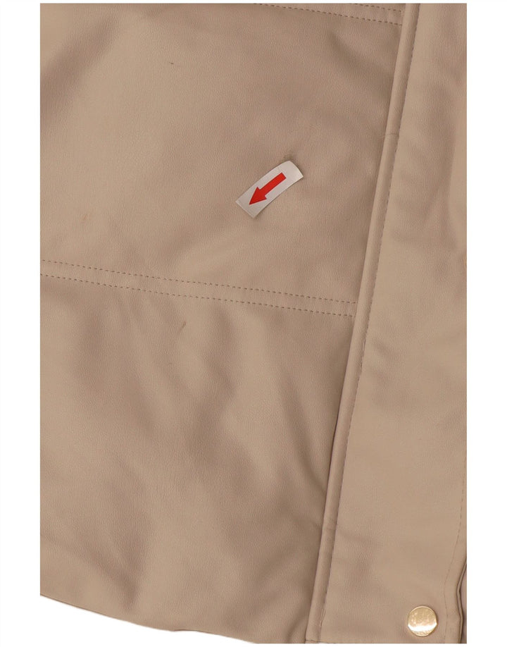 Zara Mujer Chaqueta Acolchada Sin Mangas Con Capucha UK 44 Poliéster Beige Medio