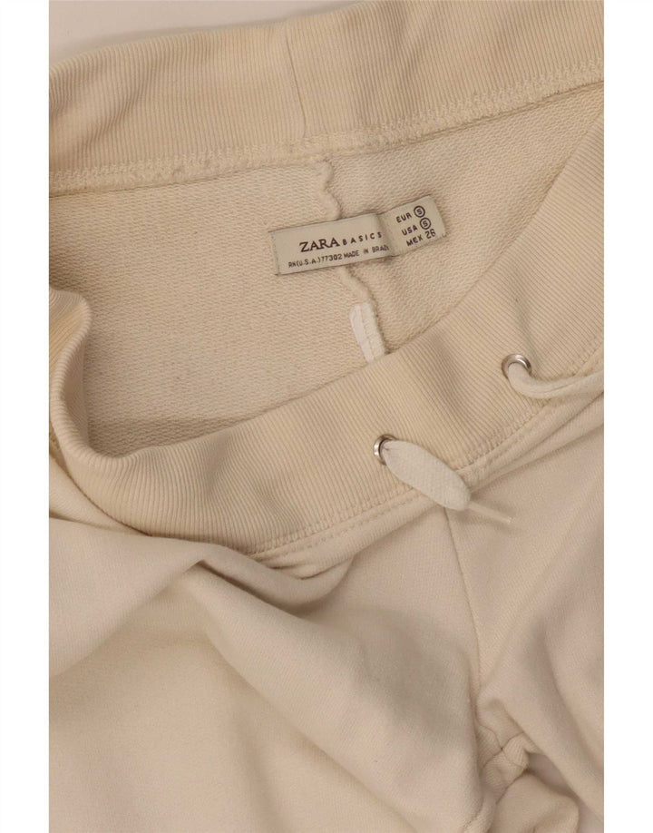 Zara Mujer Pantalones De Chándal UK 8 Small Off White