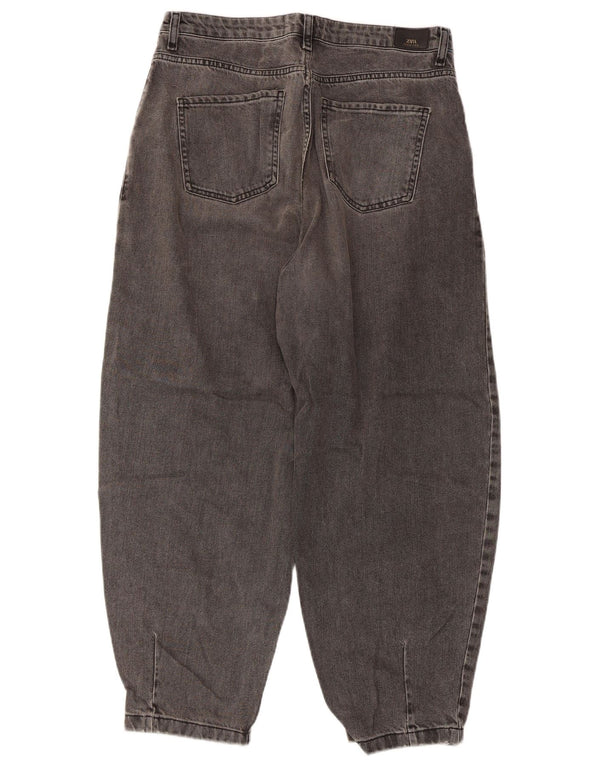 Zara Jeans recortados de talle alto con globos para mujer EU 40 Medium W30 L26 Gris
