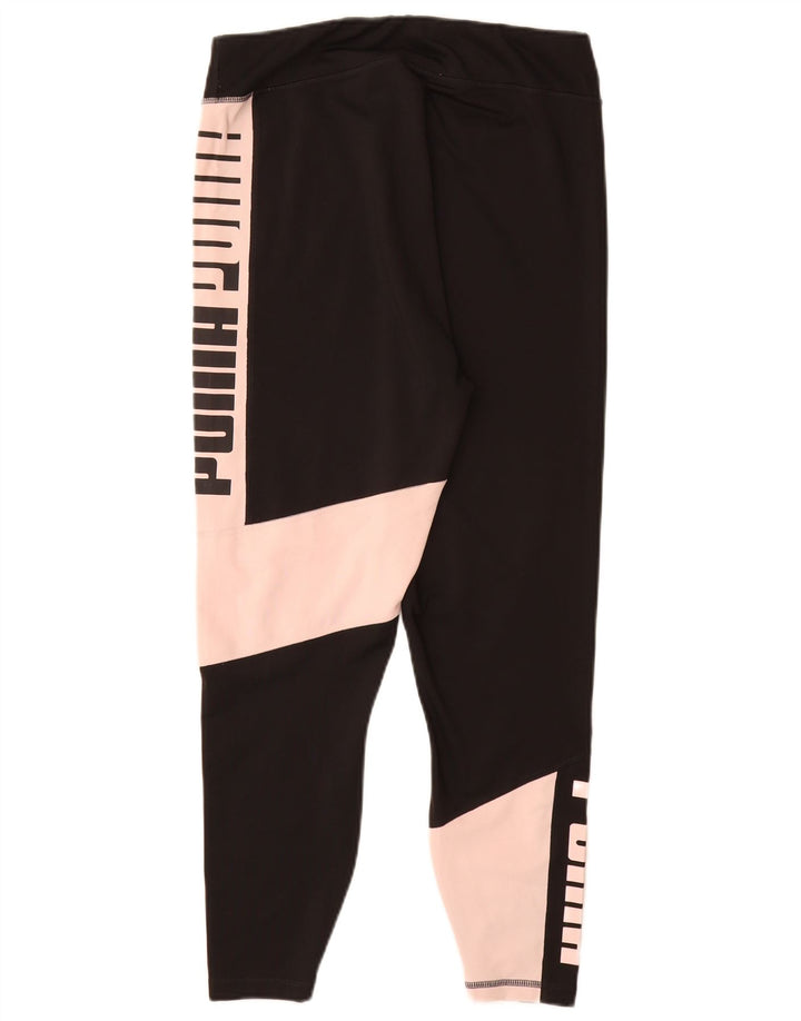 PUMA Leggings cortos con estampado gráfico para mujer, talla 40, talla grande, color negro