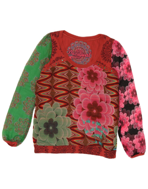 Desigual Top gráfico para mujer de manga larga UK 40 Grande multicolor floral