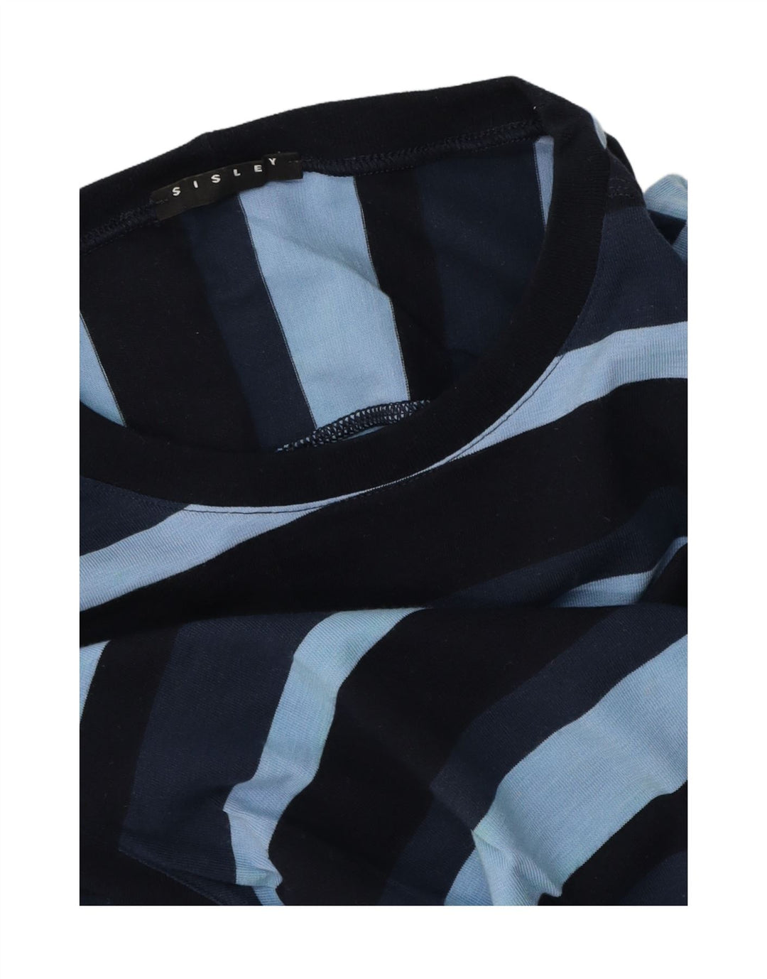 Sisley Hombre Camiseta Top Small De Algodón A Rayas Azul