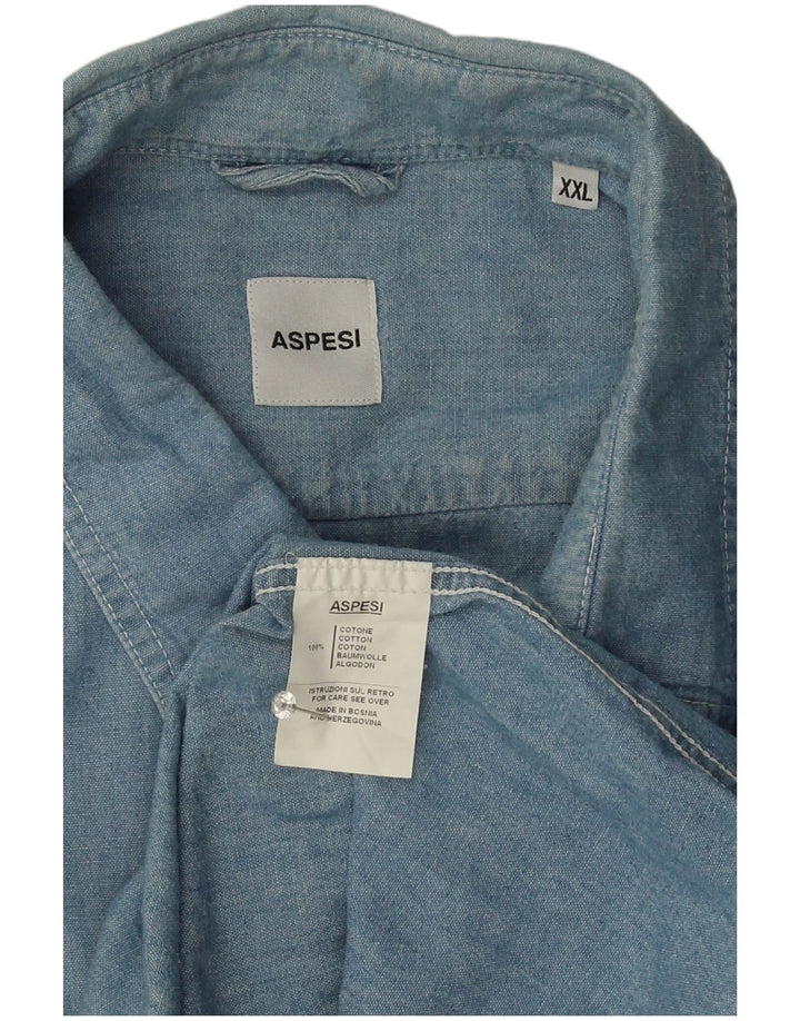 Camisa Aspesi Hombre 2XL Algodón Azul