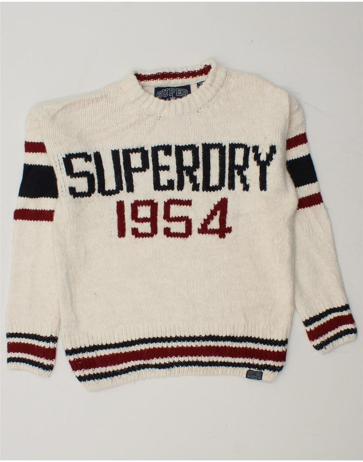 SUPERDRY Suéter tipo jersey con cuello redondo para mujer UK 6 XS Blanco Colorblock