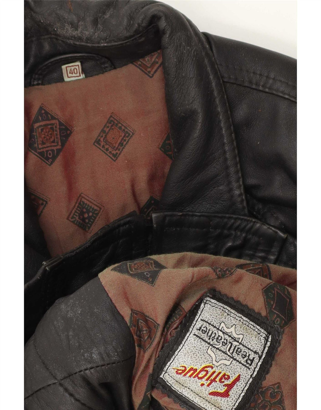 Fatigue Chaqueta de cuero para hombre Reino Unido 40 Grande Negro