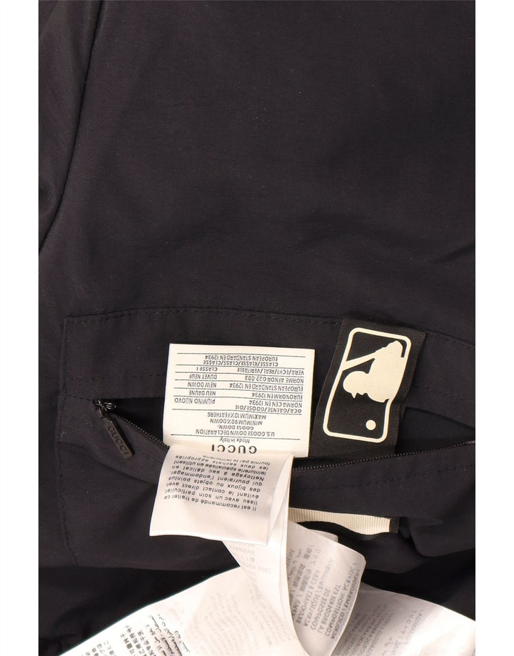 Gucci Abrigo acolchado con capucha y gráfico para hombre IT 46 Poliamida negra grande