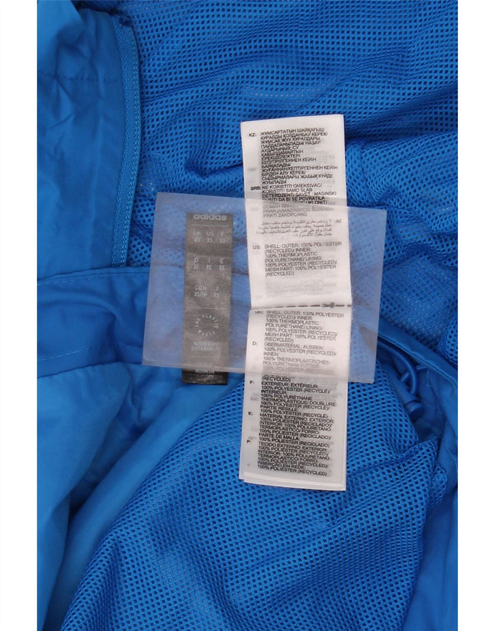 Adidas Chaqueta impermeable con capucha gráfica para hombre UK 34 XS Poliéster azul