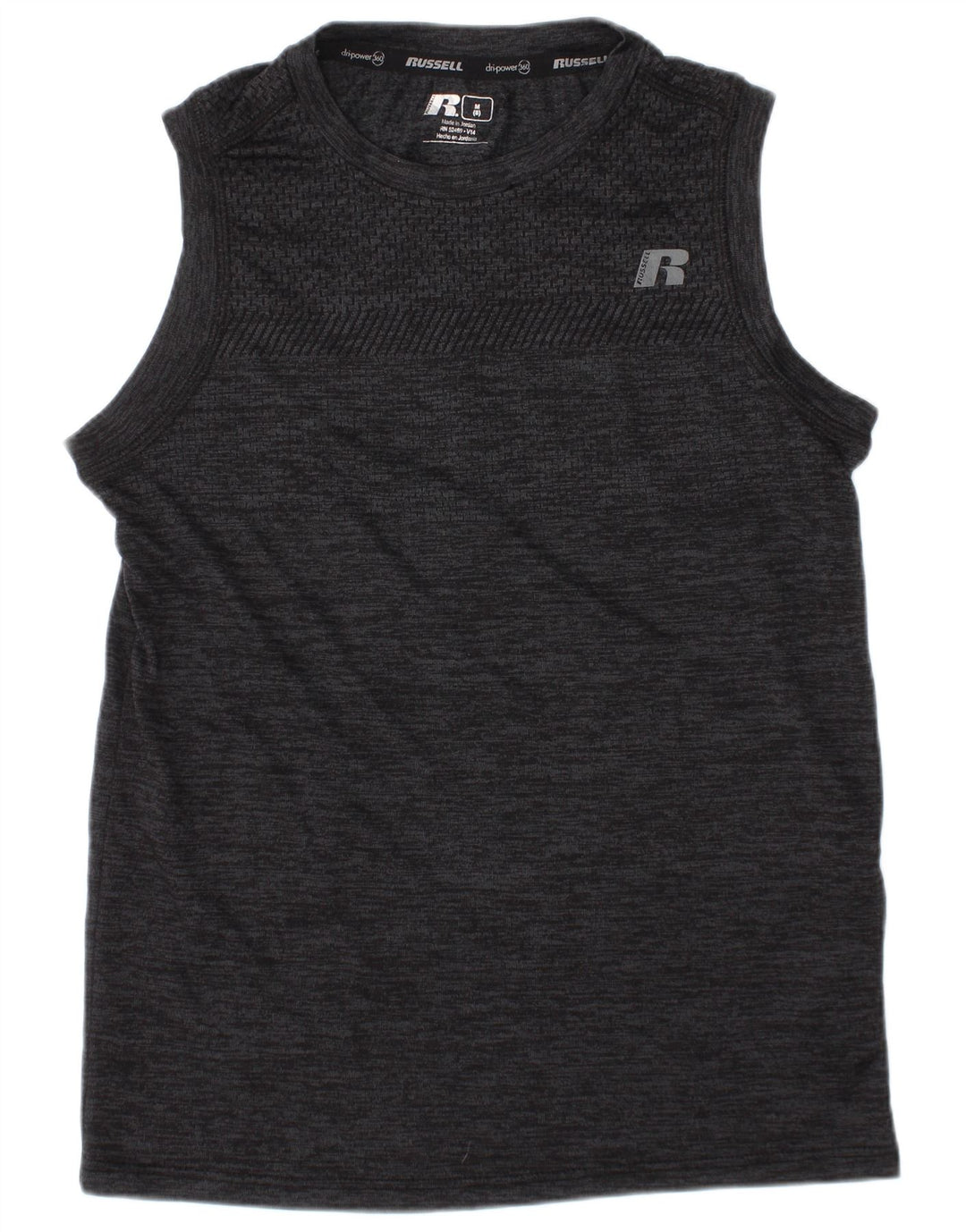 RUSSELL ATHLETIC Camiseta sin mangas Dri-Power para niños 7-8 años Gris medio moteado