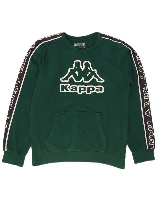 Kappa Boys Graphic Sudadera Jumper 11-12 años Verde Colorblock Algodón