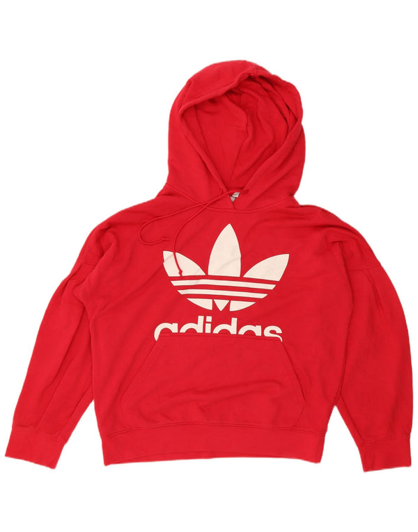 Adidas - Sudadera con capucha para mujer, diseño gráfico de gran tamaño, Reino Unido 12, algodón rosa medio
