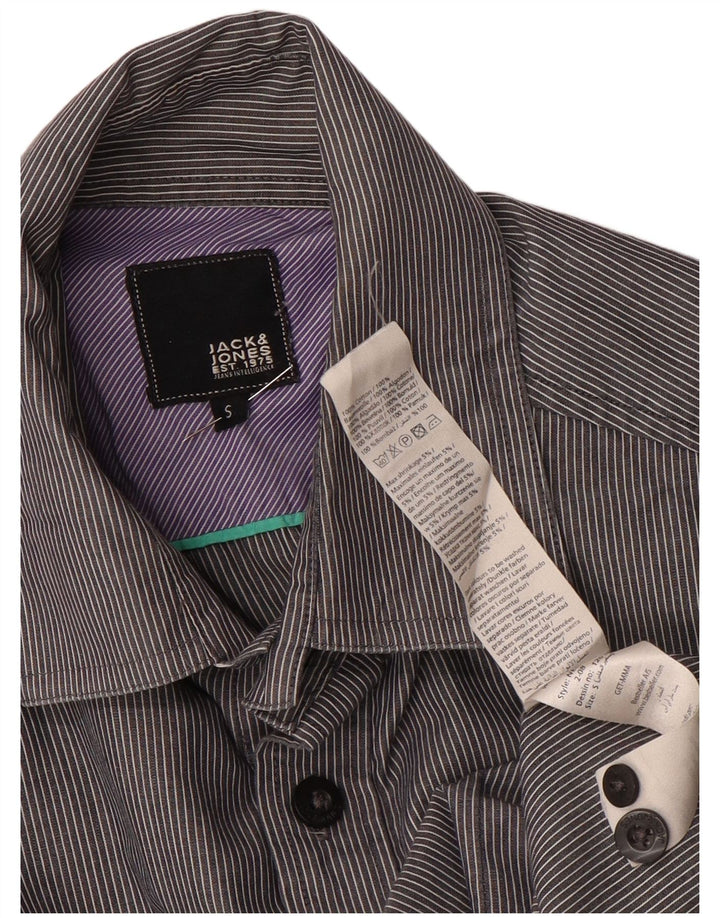 JACK & JONES Camisa Hombre Small Gris Rayas Algodón