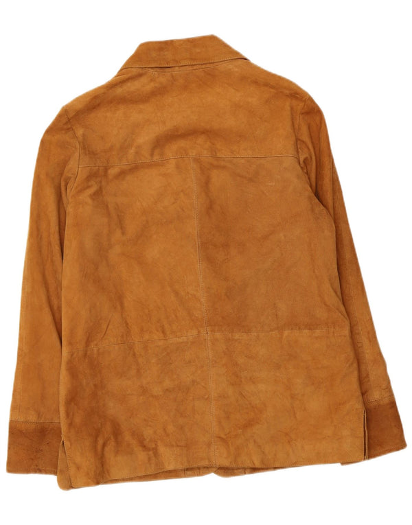 Vintage mujer ante chaqueta Reino Unido 14 cuero marrón grande