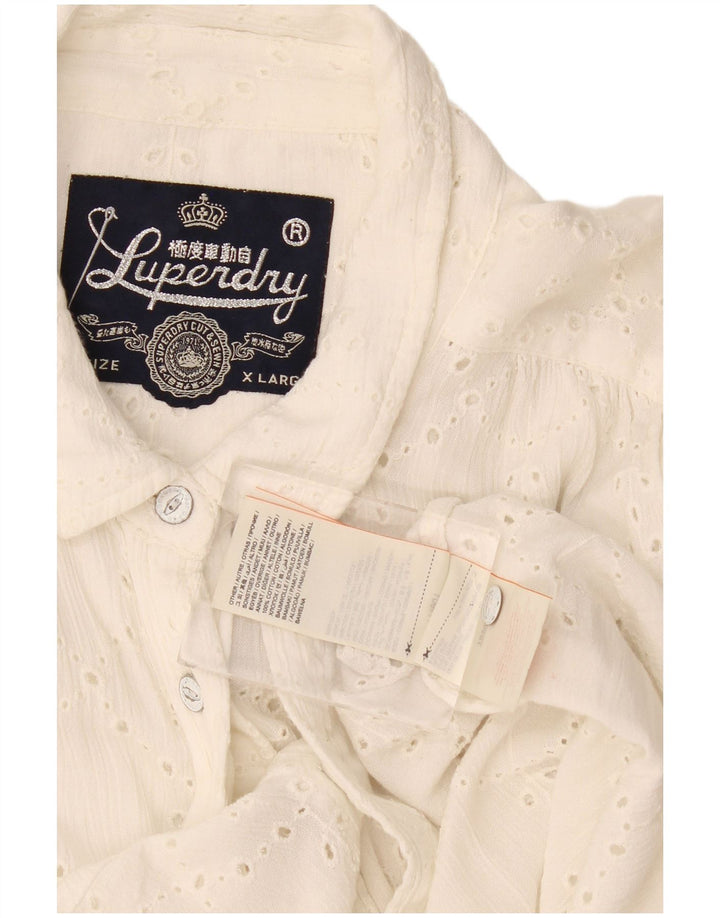 Camisa Superdry Mujer ES 40 XL Algodón Blanco