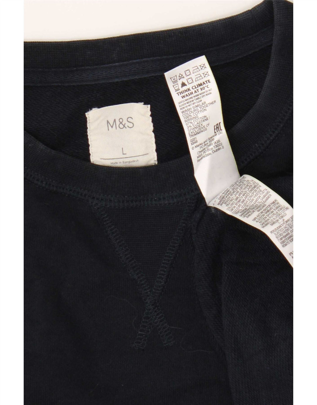 Marks & Spencer Hombre Sudadera Jumper Grande Azul Marino Algodón